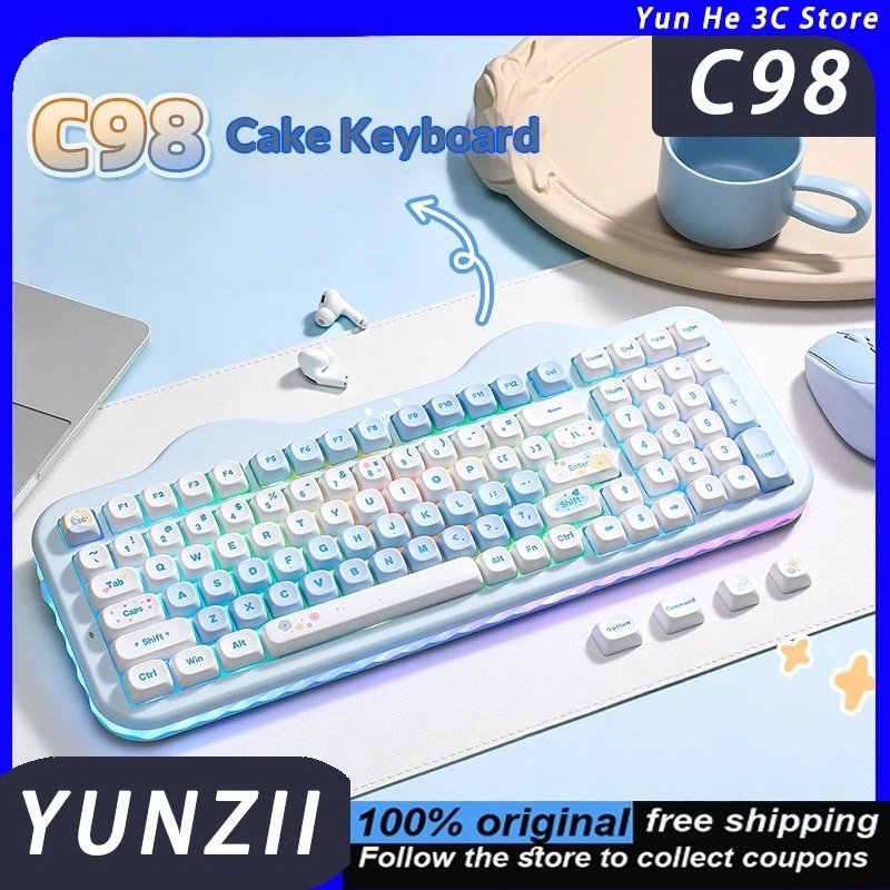 Gaming Keyboard That Is Quiet - Clavier YUNZII C98 Tri-mode Silencieux Mécanique