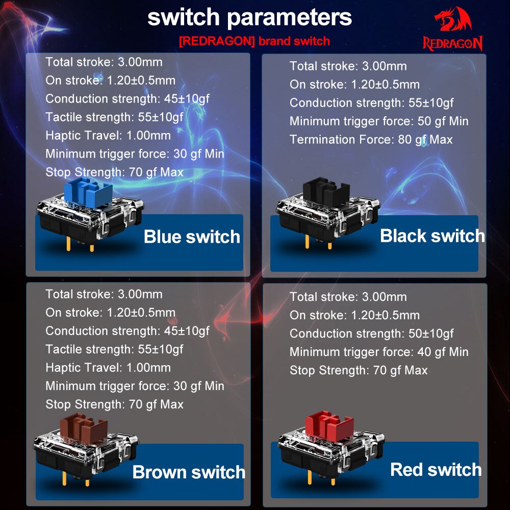 REDRAGON SMD RGB MX Profil Bas - Keyboard Gaming Blue Switch avis et prix